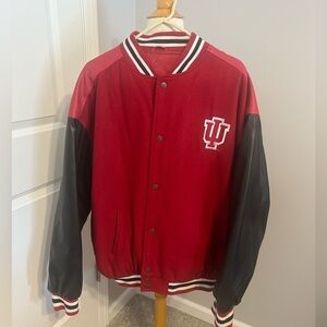 Steve & Barry's Red/Black Indiana University Faux Leather Varsity Jacket Sz XL